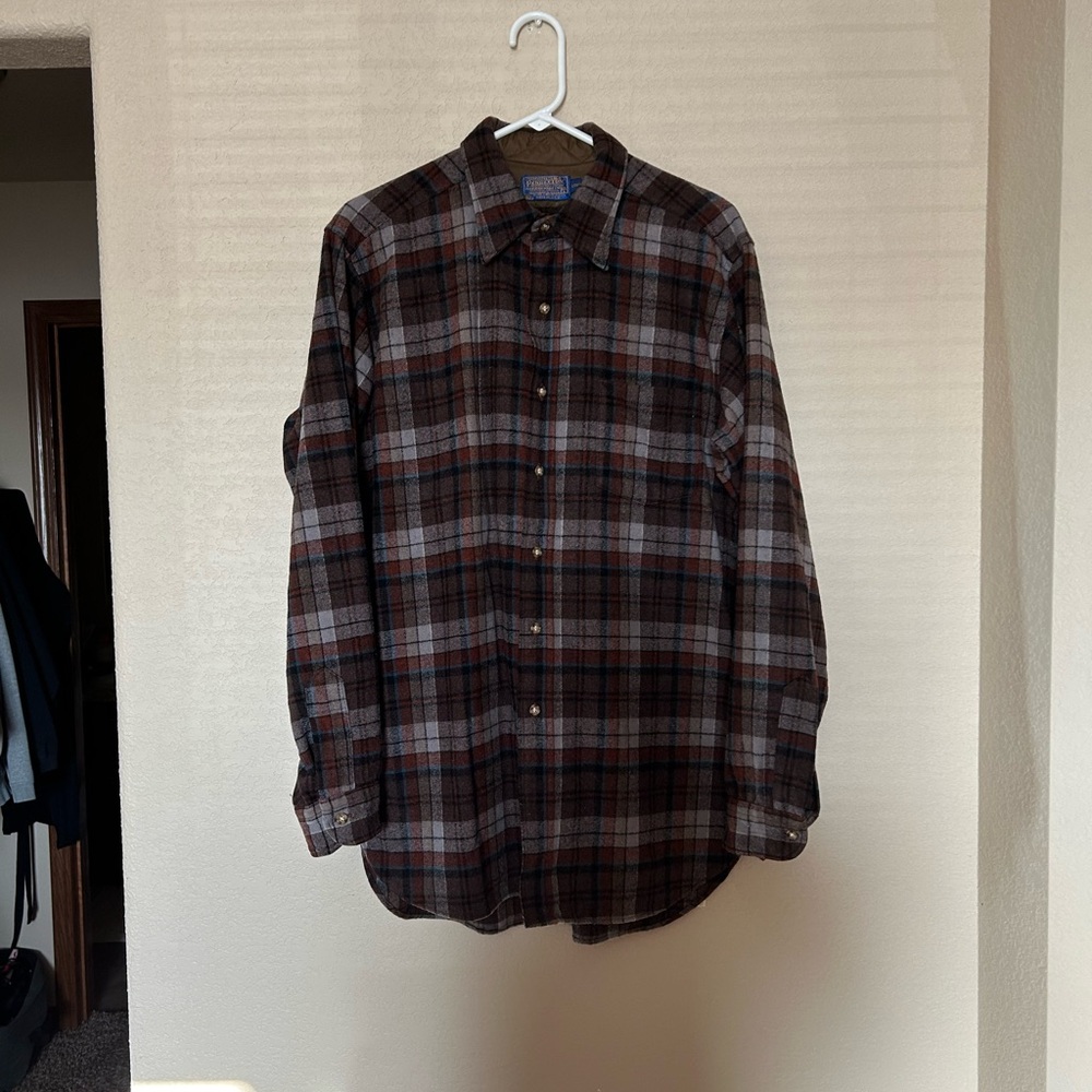 Pendleton 100% Virgin Wool Men’s Plaid Flannel Button Down Shirt Large